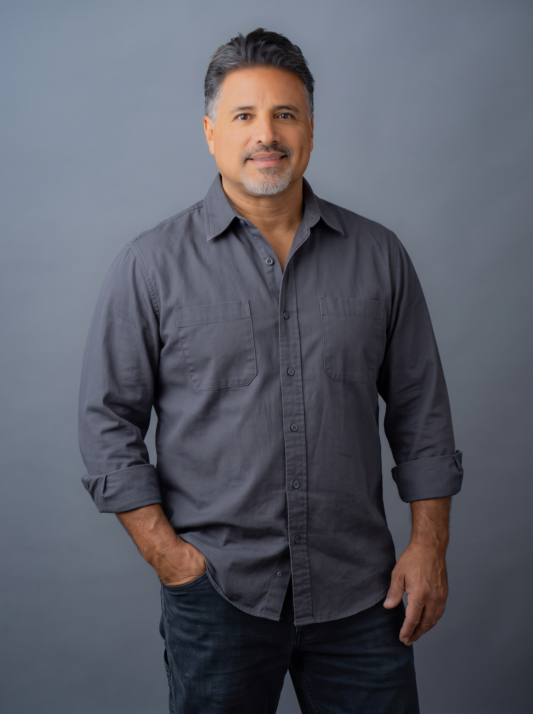 Gary Zendejas wearing construction workwear
